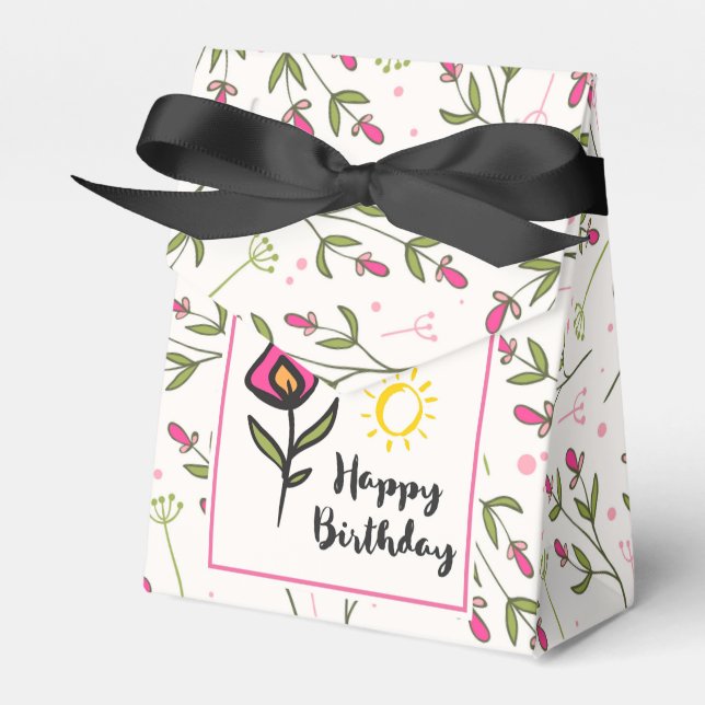 Happy Birthday - Pretty Wildlflowers and Sun Favour Box (Front Side)