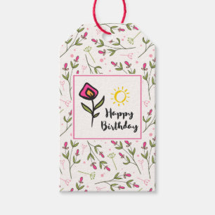 Happy Birthday - Pretty Wildlflowers and Sun Gift Tags