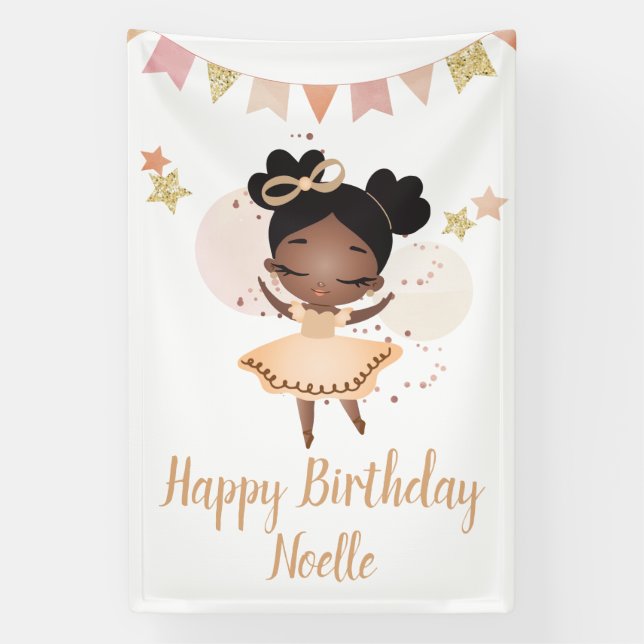 Happy Birthday! Princess Ballerina w/Bow Birthday Banner (Vertical)