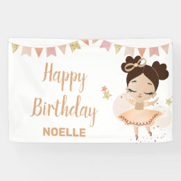 Happy Birthday! Princess Ballerina with Bow  Banner
