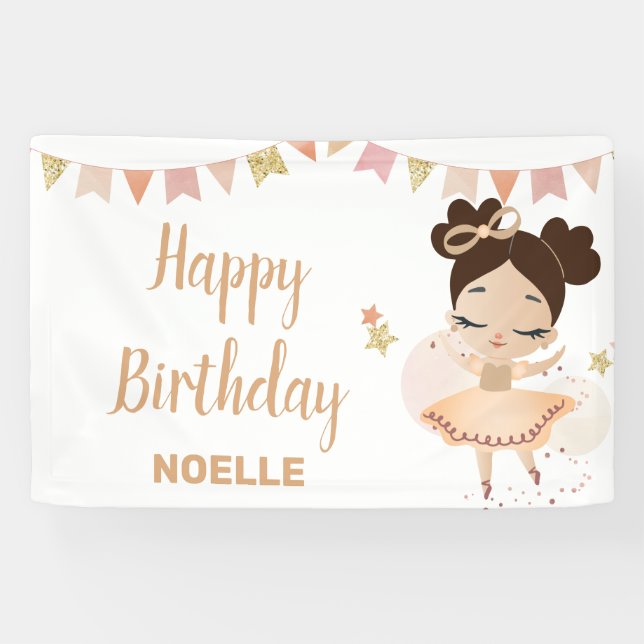 Happy Birthday! Princess Ballerina with Bow  Banner (Horizontal)