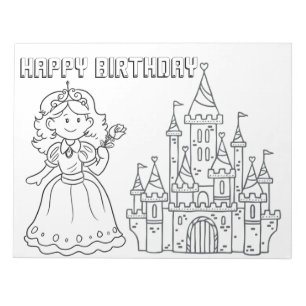 Happy Birthday Princess Coloring Notepad