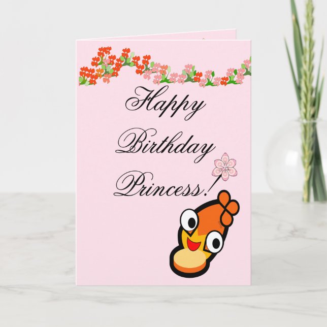 Happy Birthday Princess Cute Face Card (Front)