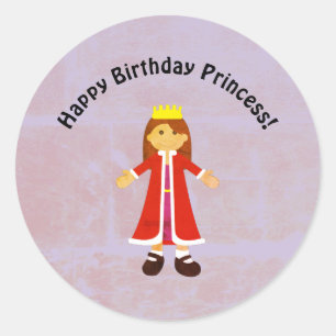 Happy Birthday Princess Cute Princess Rag Doll Classic Round Sticker