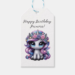 Happy Birthday, Princess! glitter pony unicorn Gift Tags