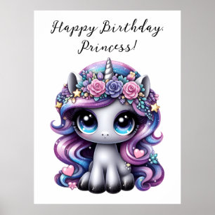Happy Birthday, Princess! glitter pony unicorn Poster