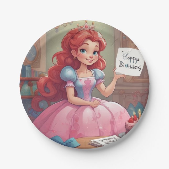 Happy Birthday Princess Paper Plates (Front)