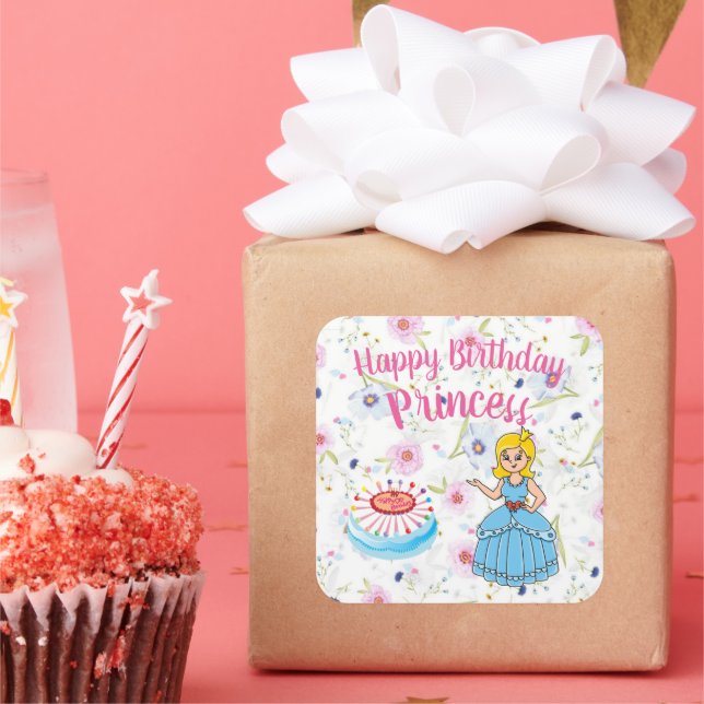Happy Birthday Princess Party  Square Sticker (Party)