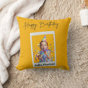 Happy birthday Print Modern White Pillow