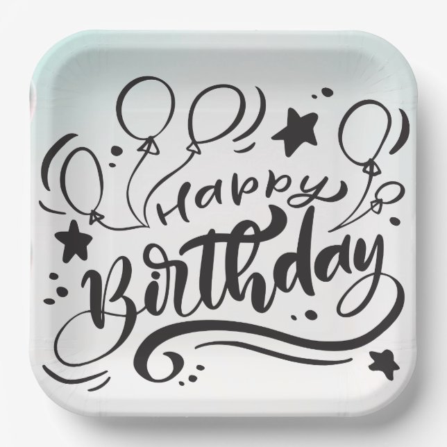 Happy Birthday Printed Custom Cute Plates (Front)