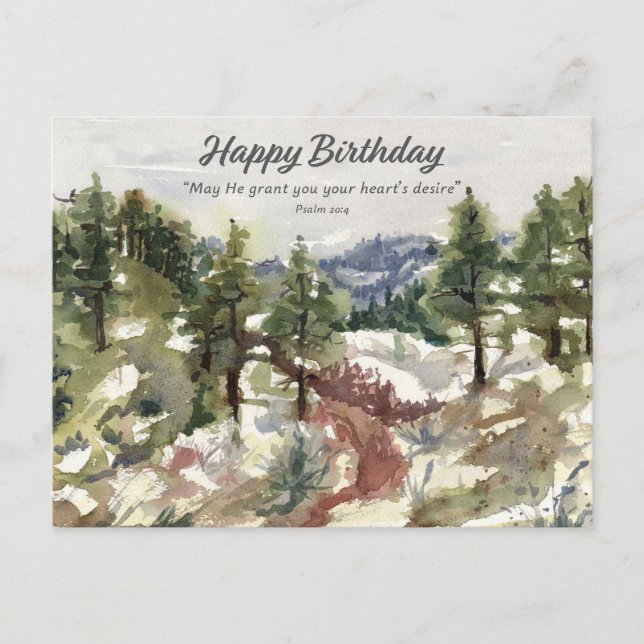 Happy Birthday Psalm 20 Scripture Bible Desert  Postcard (Front)