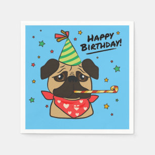 Happy Birthday Pug Boy Napkin
