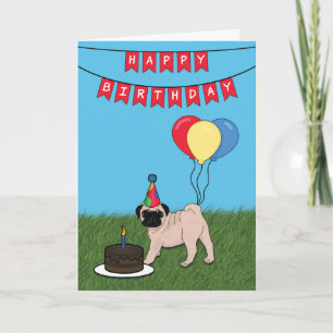 Happy Birthday Pug Dog Card