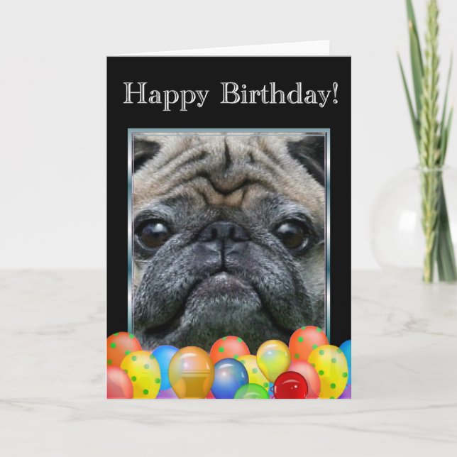 Happy Birthday Pug Dog  card (Front)
