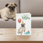 Happy Birthday Pug dog Watercolor   Card<br><div class="desc">This design may be personalised by choosing the Edit Design option. You may also transfer onto other items. Contact me at colorflowcreations@gmail.com or use the chat option at the top of the page if you wish to have this design on another product or need assistance. See more of my designs...</div>