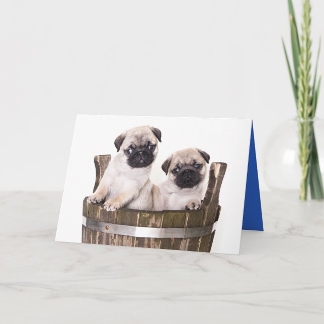 Happy Birthday Pug Puppy Dog Greeting Card - Verse (Front)