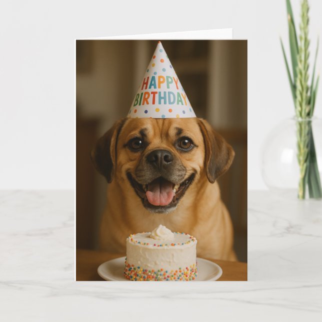 Happy Birthday Puggle Card (Front)