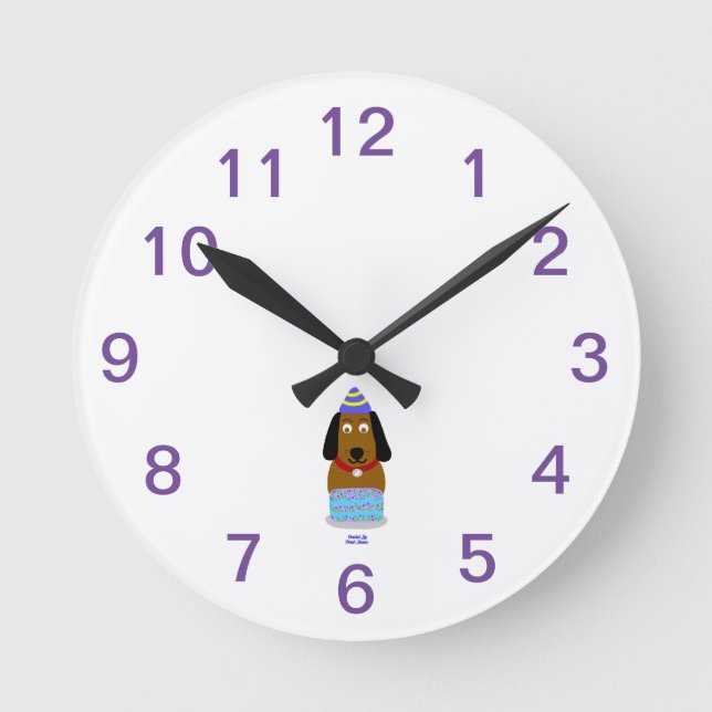 Happy Birthday Pup Acrylic Wall Clock (Front)