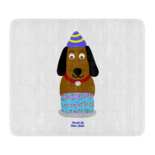 Happy Birthday Pup Glass Cutting Board