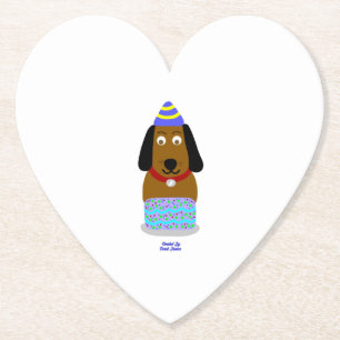 Happy Birthday Pup Heart Paper Coaster
