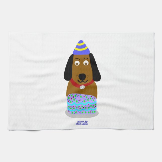 Happy Birthday Pup Kitchen Towel (Horizontal)