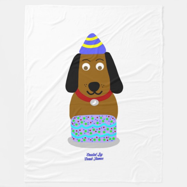 Happy Birthday Pup Large Fleece Blanket (Front)