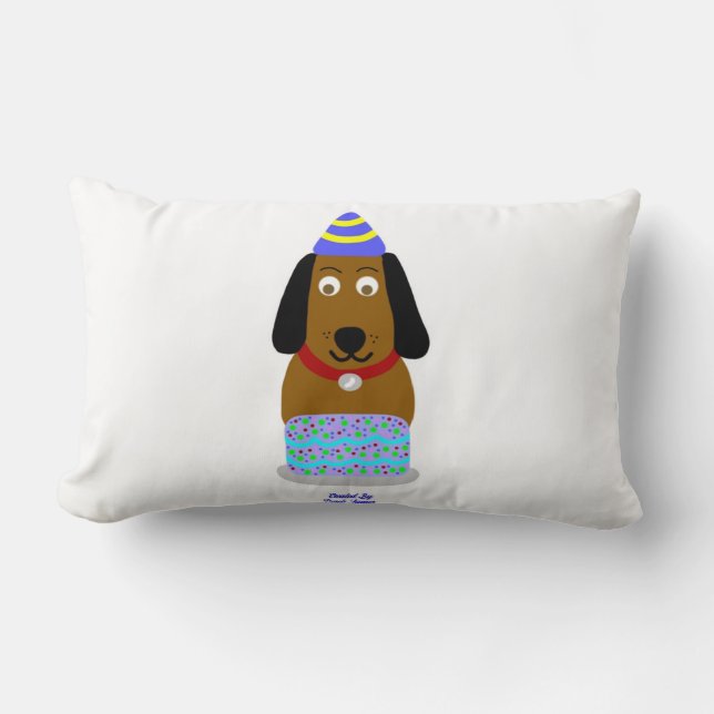 Happy Birthday Pup Lumbar Pillow (Front)