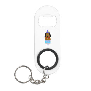 Happy Birthday Pup Mini Bottle Opener Keychain