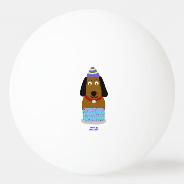 Happy Birthday Pup Ping Pong Ball (Front)