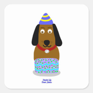 Happy Birthday Pup Square Sticker