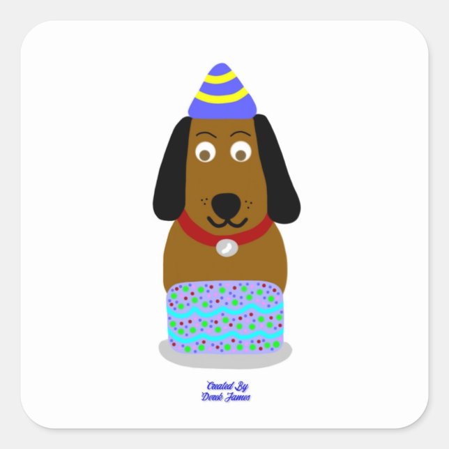 Happy Birthday Pup Square Sticker (Front)