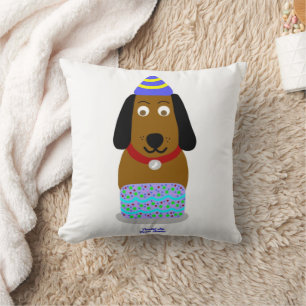 Happy Birthday Pup Square Throw Pillow