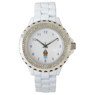 Happy Birthday Pup Women's Rhinestone White Watch