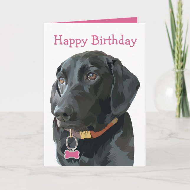 Happy Birthday Puppy Dog Black Labrador Retriever Card (Front)