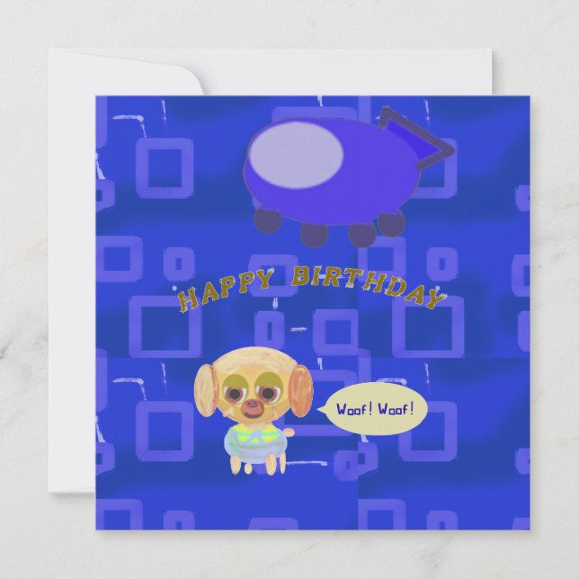   Happy Birthday Puppy Spaceship Chef Ducky Kazoo Card (Front)