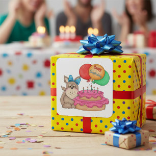 Happy Birthday Puppy Square Sticker