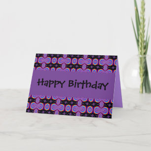 Happy Birthday purple and black fractal Card