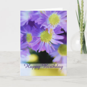 Happy Birthday Purple Aster Bouquet Illustration Card