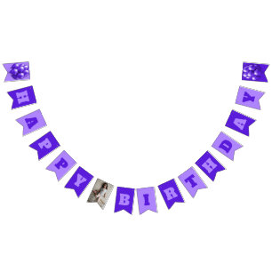 Happy Birthday Purple Balloons Party Photo Bunting