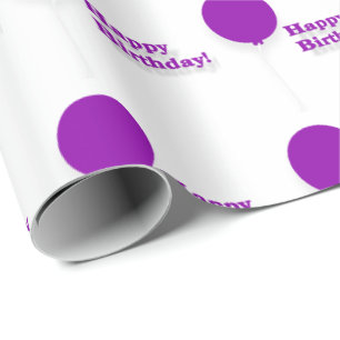 Happy Birthday Purple Balloons Wrapping Paper