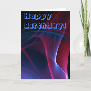 Happy Birthday Purple Blue Abstract Blank Template