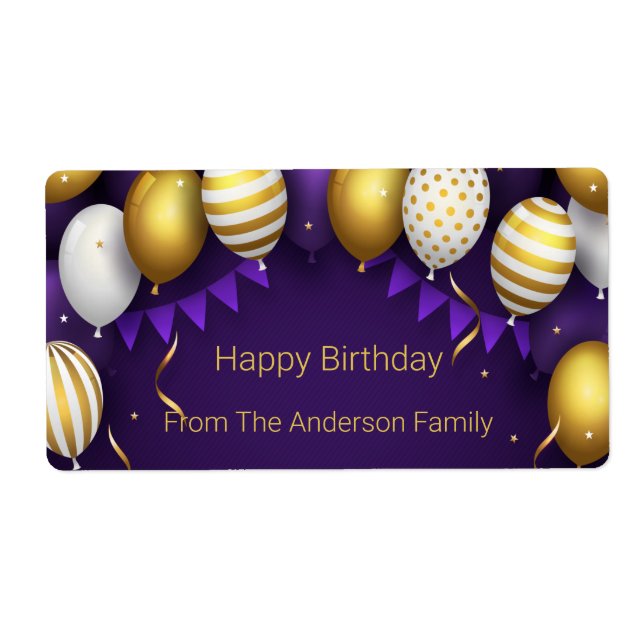 Happy Birthday - Purple/Gold Personalise  (Front)