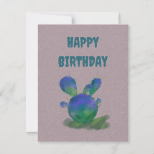 Happy Birthday Purple & Green Cactus Greeting Card