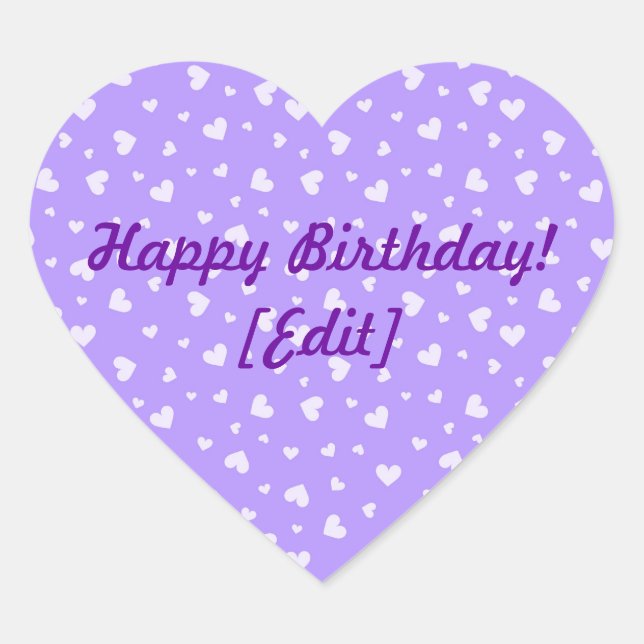Happy Birthday - Purple Hearts Pattern Stickers (Front)