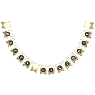 Happy Birthday Purple Iris Black White Polka Dots Bunting