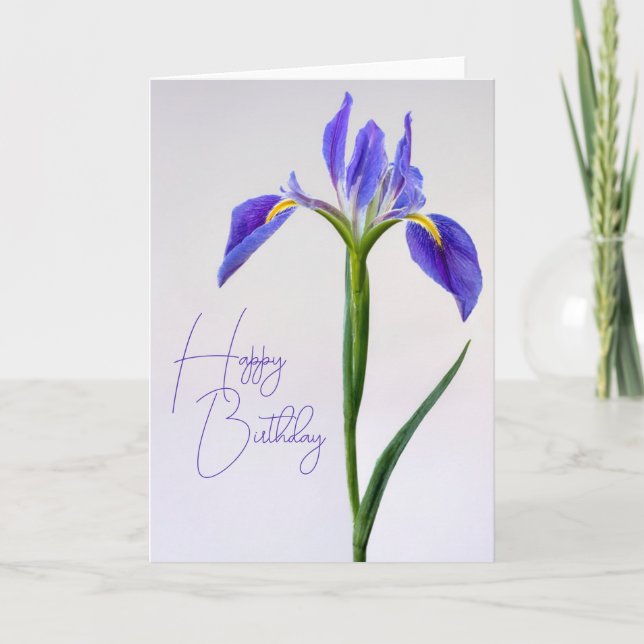 Happy Birthday | Purple Iris Flower Card (Front)