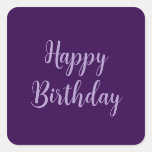 Happy Birthday Purple Lavender Custom Color Classy Square Sticker