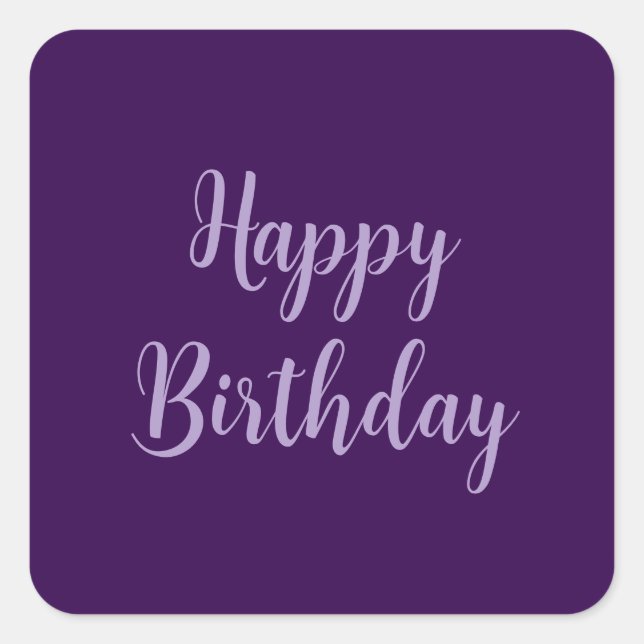Happy Birthday Purple Lavender Custom Colour Class Square Sticker (Front)