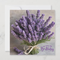 Happy Birthday Purple Lavender Flowers Bouquet