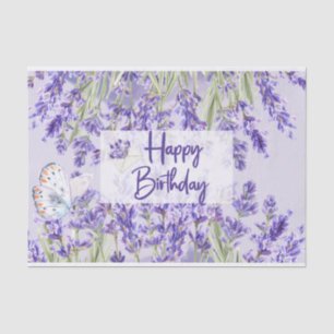 Happy Birthday Purple Lavender Flowers Tissue Paper